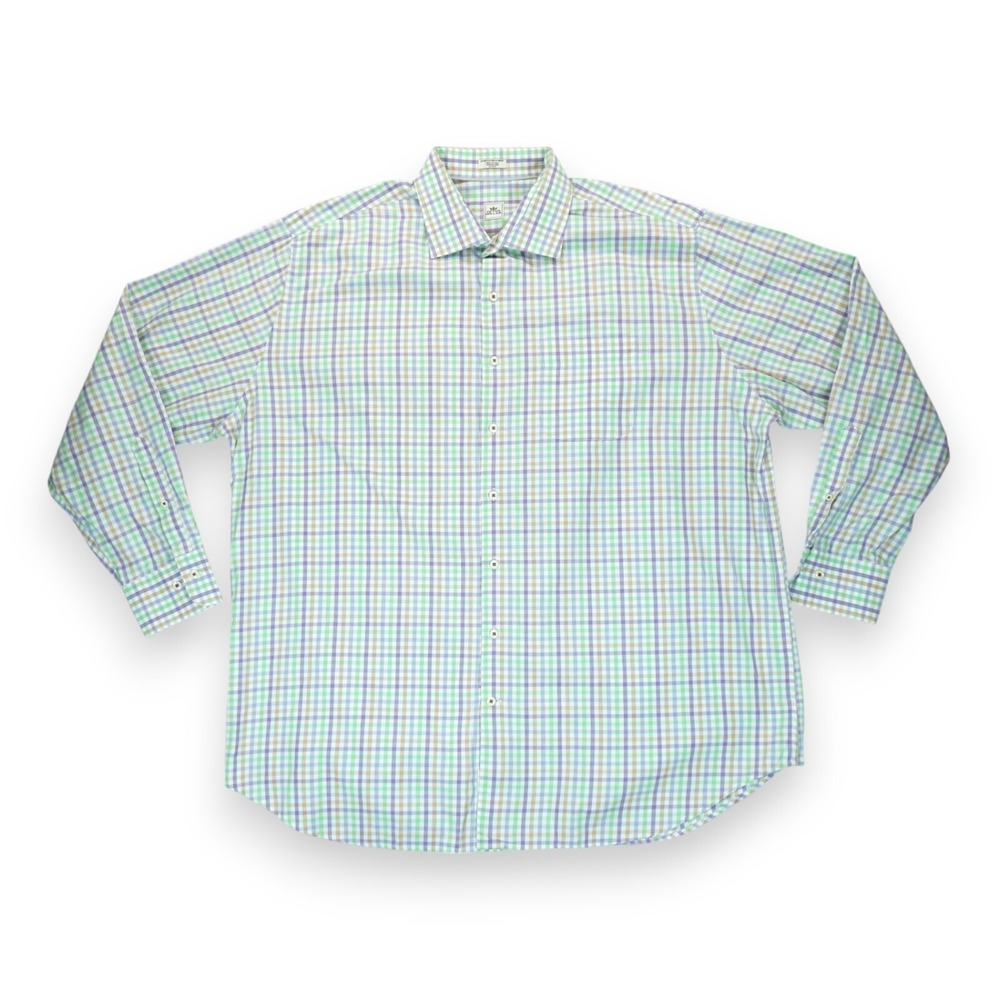 Peter Millar Men's XXL Dress Shirt Plaid Pattern Button-Up Long Sleeve